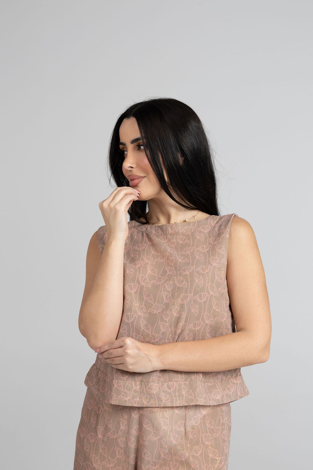 Light BrownBlouse & Trousers
