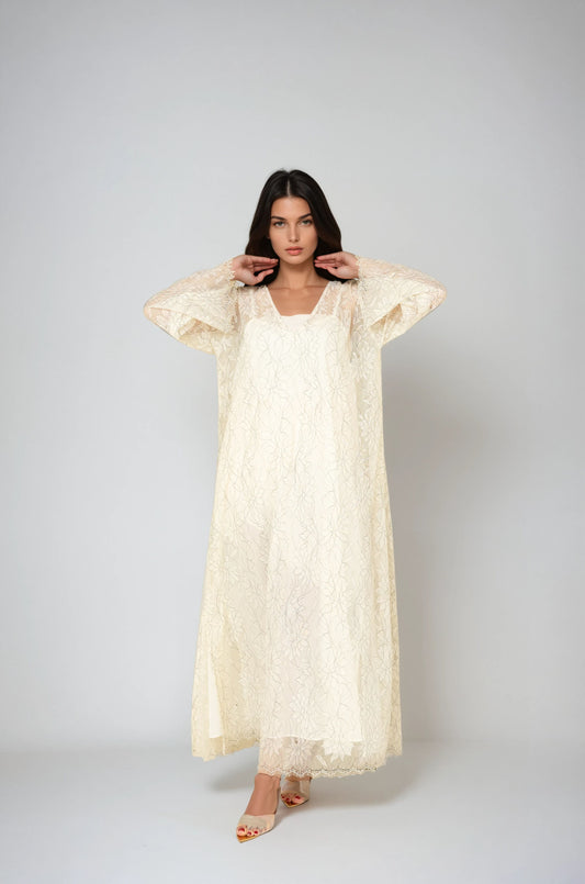 Ivory Bloom Abaya