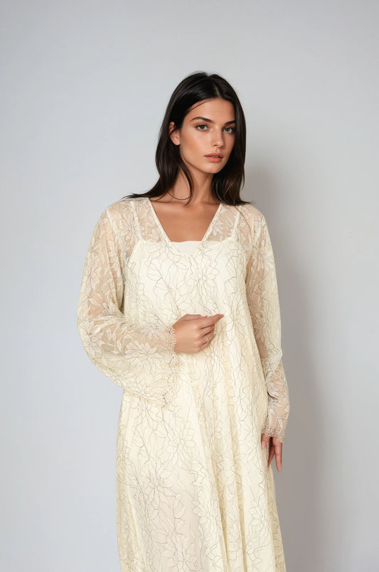 Ivory Bloom Abaya